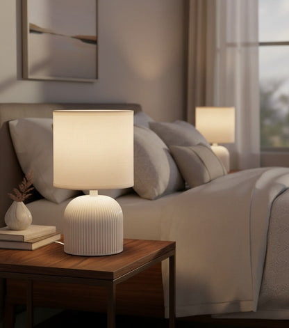 Gezellige Tafellamp met Stoffen Kap