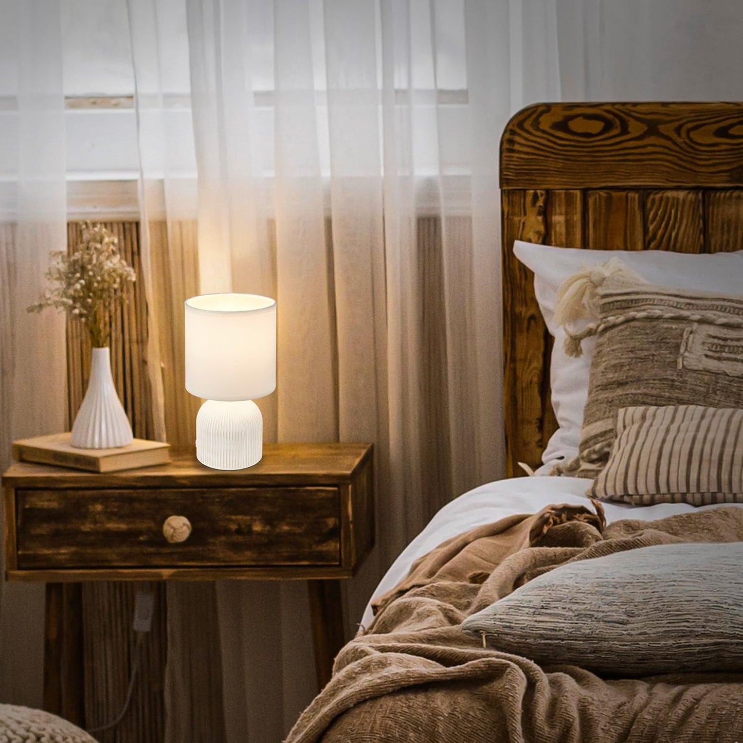 Gezellige Tafellamp met Stoffen Kap