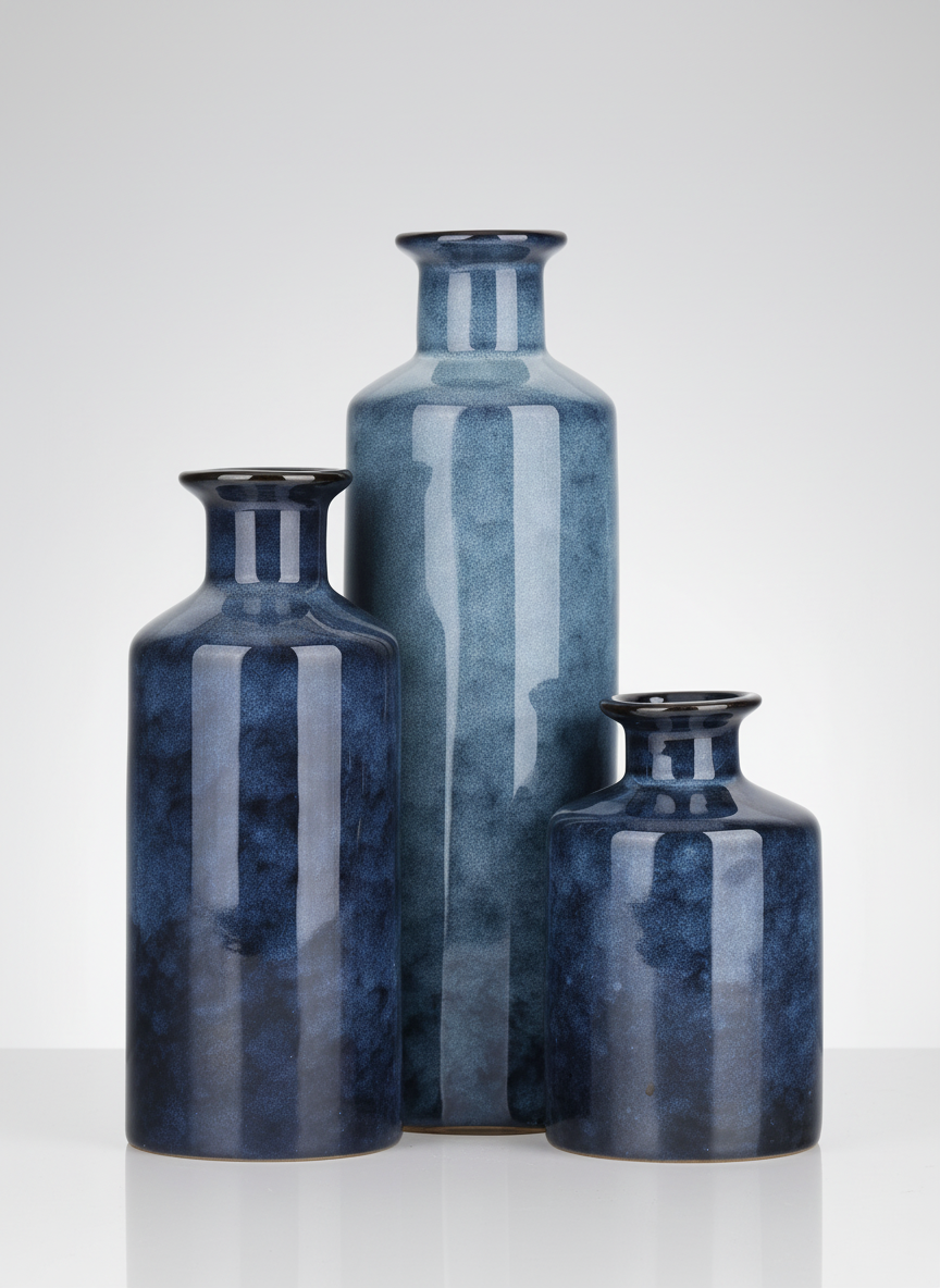 Charmante Blauwe Vazen Set