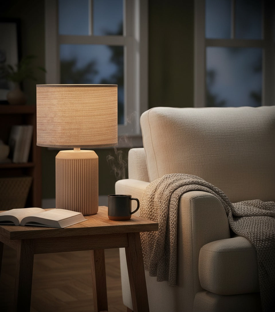 Stijlvolle Tafellamp met Stoffen Kap